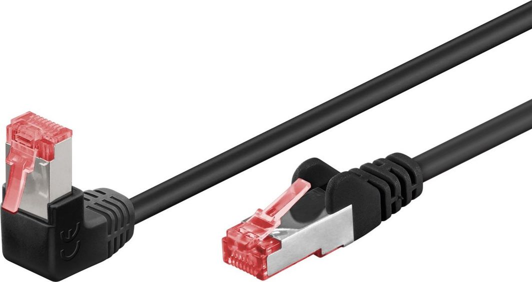 Kabllo rrjeti Goobay Patchcord Cat.6 S/FTP, 0.5m, kënd 90°, e zezë