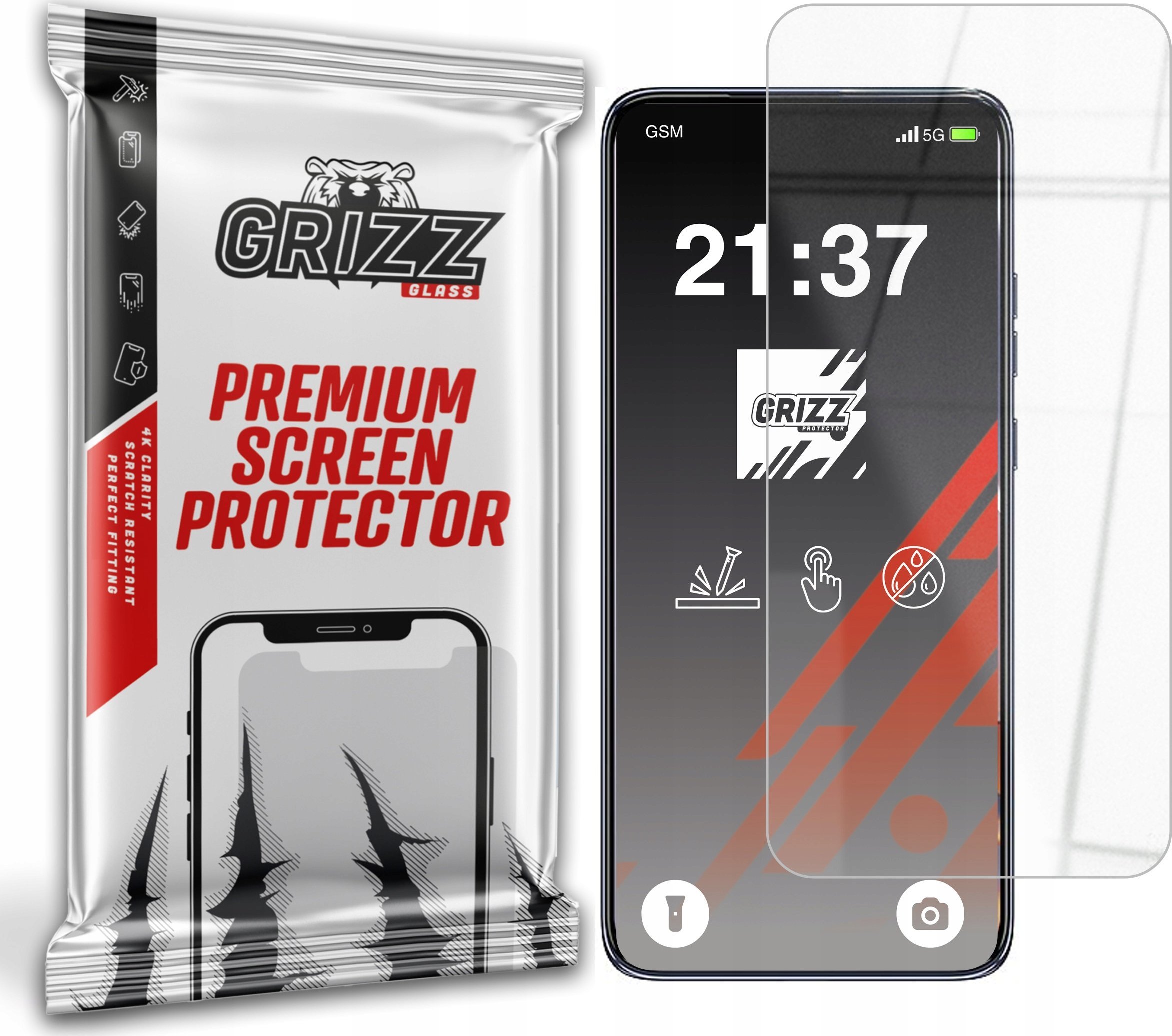 Xham mbrojtës hibrid Grizz HybridGlass 9H për Motorola Edge 50 Neo, transparent