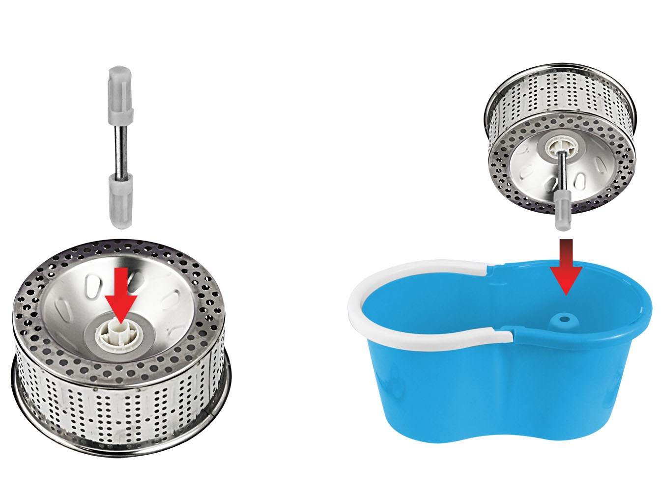 Mop rrotullues Esperanza Perfect Clean EHS006, kovë me rrotullim 360°, shkop inoksi