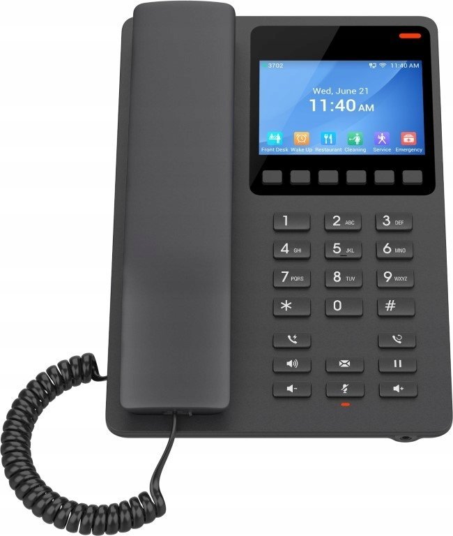 Хотелски телефон Grandstream GHP631, екран во боја, 2 SIP линии, црн