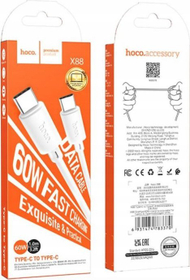 Kabllo Hoco X88 Type C në Type C, 1m, 60W PD 3A, e bardhë