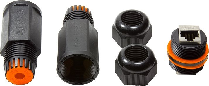 Мрежен конектор LogiLink NP0081, 2x RJ45, IP67, црн