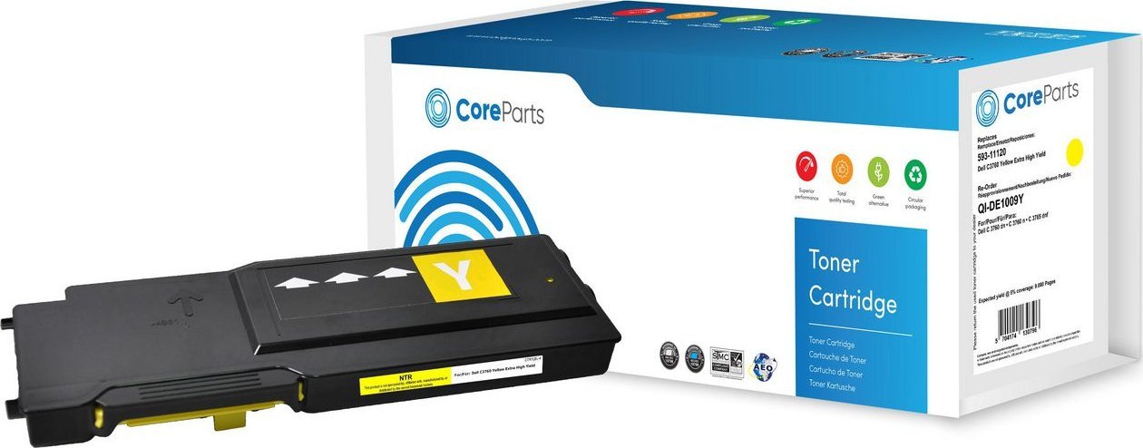 Toner kompatibil CoreParts QI-DE1009Y, 1 copë, i verdhë
