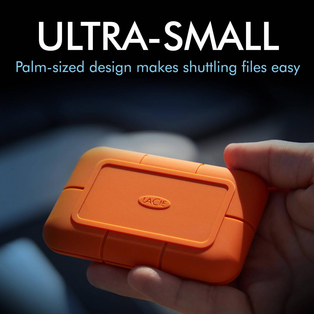 SSD portabël LaCie Rugged, 500GB, USB Type-C 3.2 Gen 2, portokalli