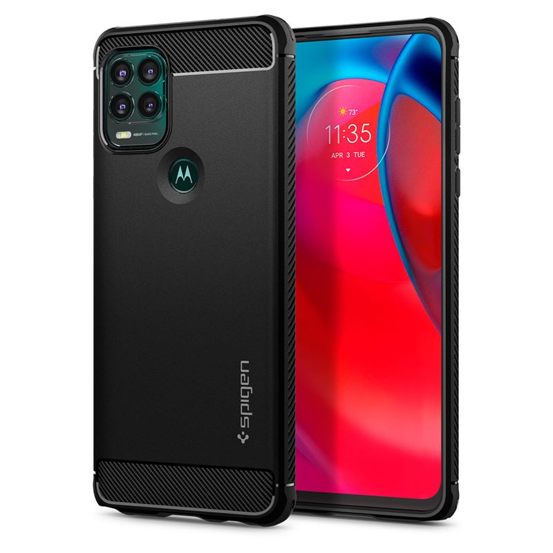 Mbrojtëse për celular Motorola Moto G Stylus 5G Spigen Rugged Armor, e zezë