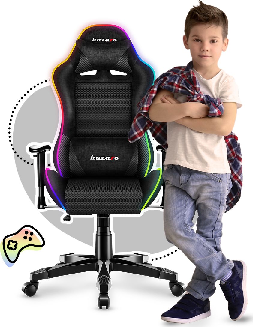 Karrige gaming për fëmijë Huzaro Ranger 6.0 RGB Mesh, ergonomike, me ndriçim RGB, shumëngjyrëshe