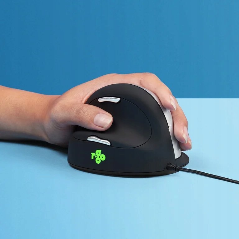 Maus ergonomik R-Go HE Break, me kabllo USB, 3500 DPI, i zi, për majtakë