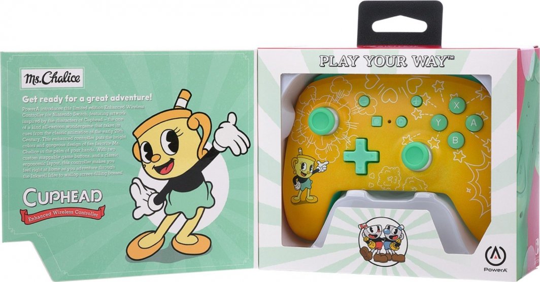Kontroller PowerA Enhanced Cuphead, wireless, i verdhë
