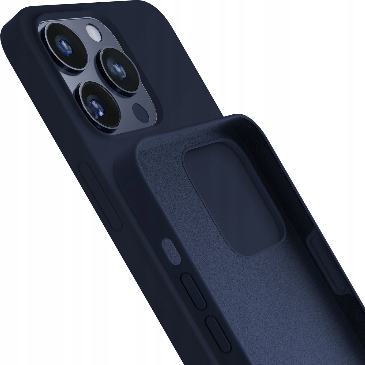 Mbulesë silikoni 3mk për Apple iPhone 15 Pro Max, me mikrofibër, blu e errët