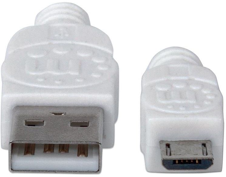 Kabllo USB 2.0 A në Micro USB, 0.3 m, e bardhë