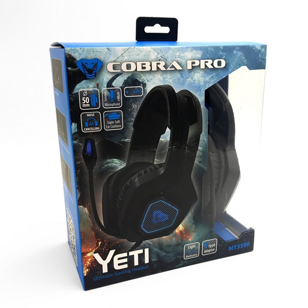 Kufje lojërash Cobra PRO Yeti MT3599, 2.2 m, të zeza