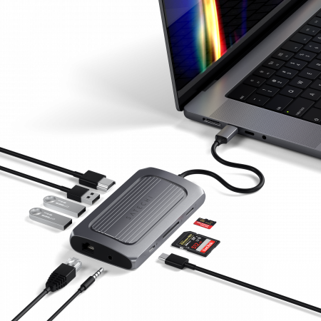 Përshtatës Satechi Aluminium USB4 Multiport 8K HDMI, i hirtë