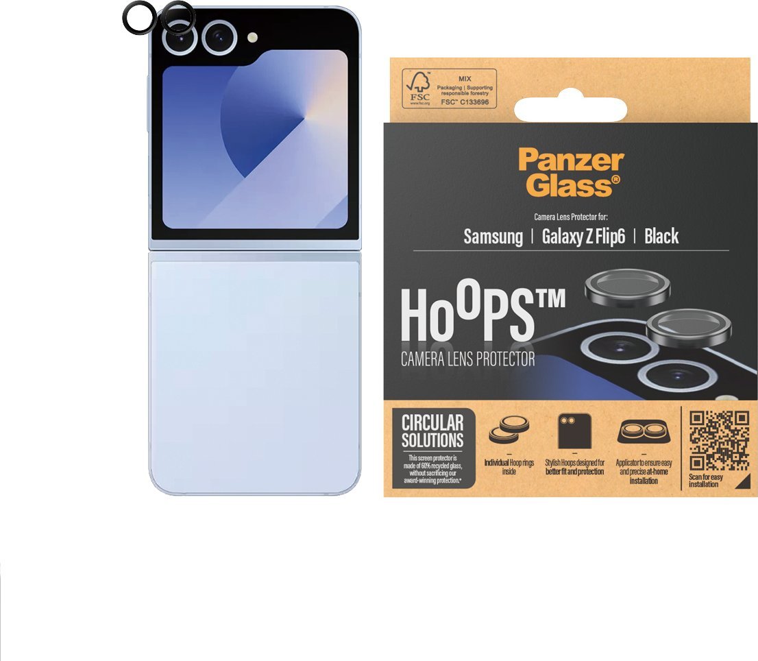 Mbrojtës lente PanzerGlass Hoops, për Samsung Galaxy Z Flip6, xham i tejdukshëm