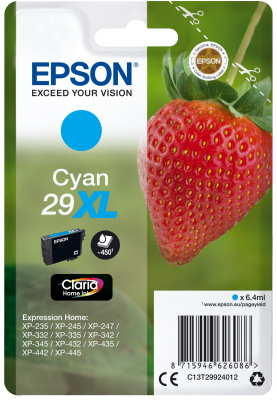 Ngjyrë për printer Epson Claria Home Ink, 29XL, 450 faqe, cyan