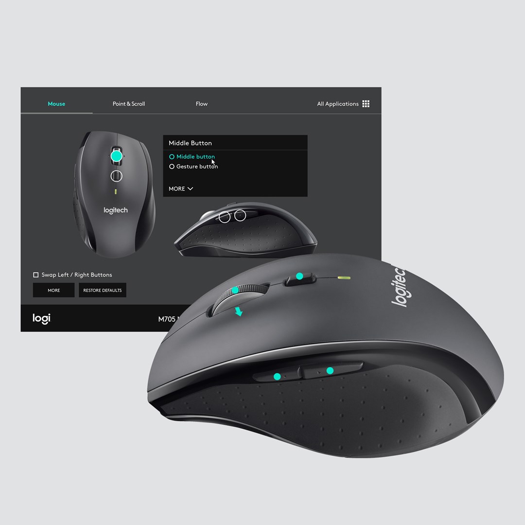 Maus Logitech M705, RF Wireless, i hirtë