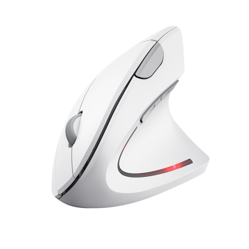 Maus Trust Verto Vertical Ergonomic, RF Wireless + USB Type-A, ergonomik, i bardhë