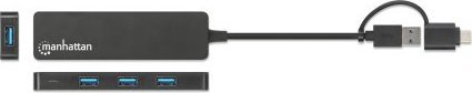 Hub USB Manhattan USB C Combo, 4 porta USB A, 5 Gbps, i zi