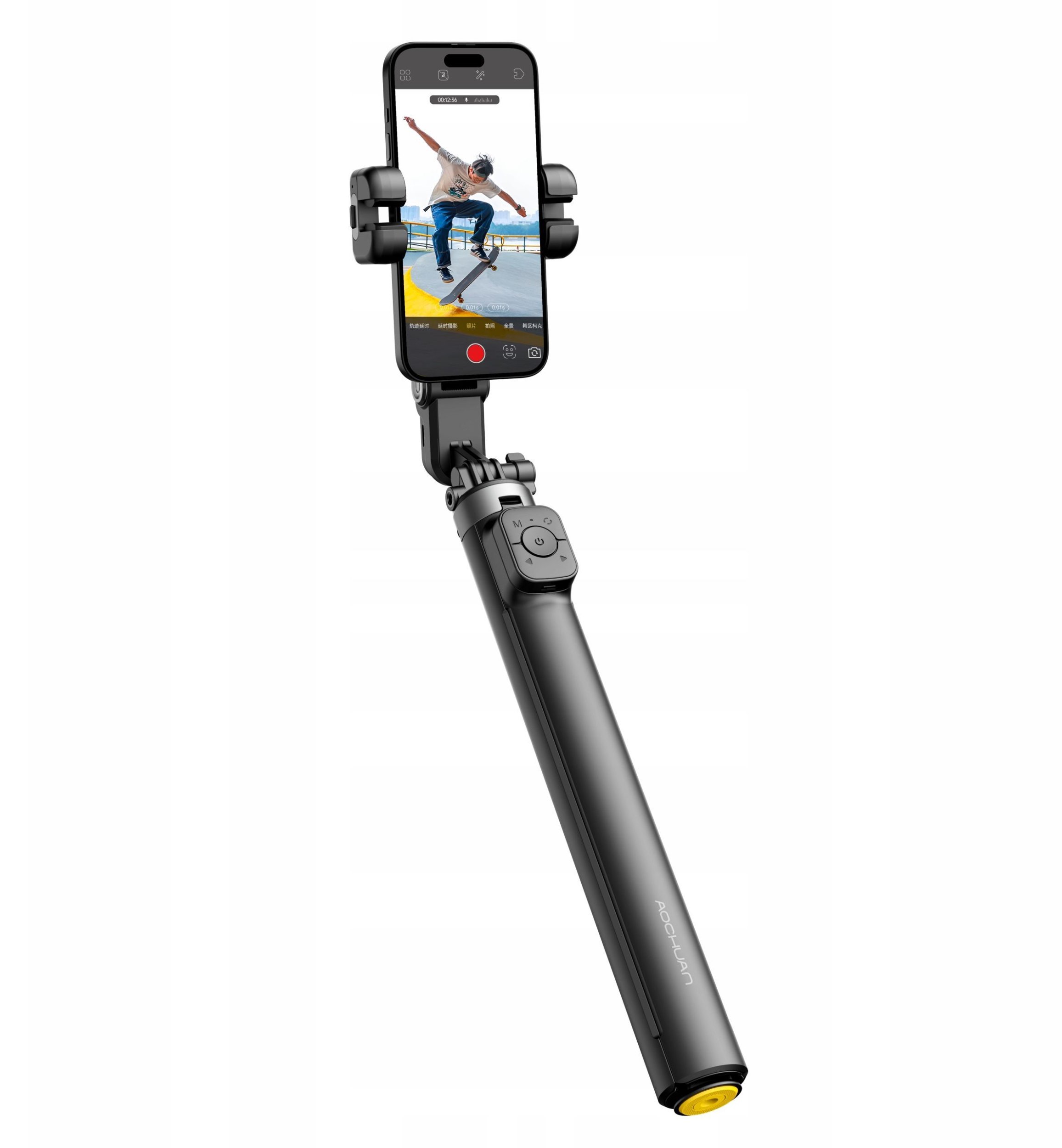 Tripod selfie stick me gimbal AOCHUAN M3 PRO, 180cm, LED, me telekomandë