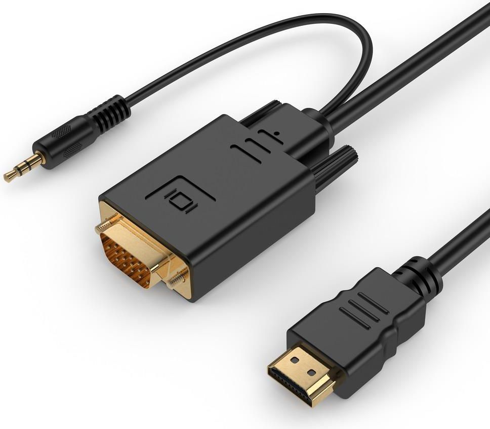 Kabllo Gembird HDMI - D-Sub (VGA) + Jack, 3.5mm, 1.8m, e zezë