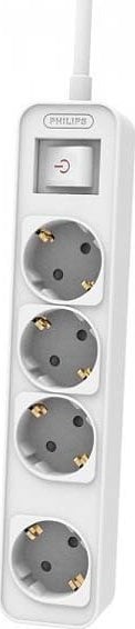 Електричен продолжувач Philips CHP2144W/60, 4 приклучници, кабел 1.5m, бел