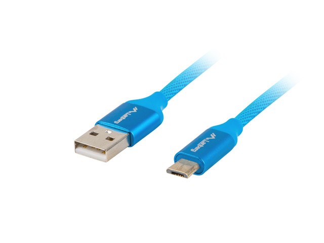 Kabllo Lanberg, USB A / micro USB B, 1 m, e kaltër