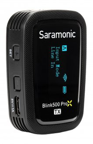 Безжичен микрофонски предавател Saramonic Blink 500 ProX TX, 8GB, внатрешно снимање, црн