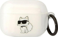 Mbështjellës Karl Lagerfeld Protective Case Choupette për AirPods Pro, gjenerata 1, transparent, i bardhë