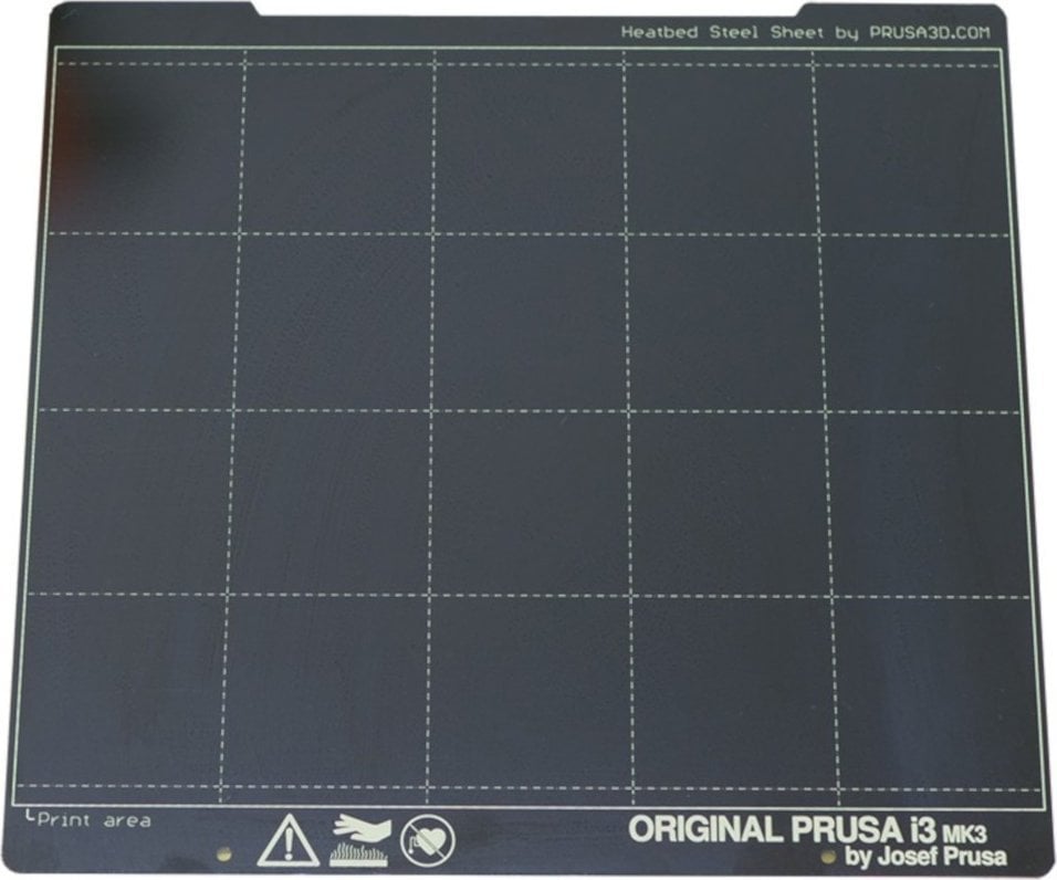 Pllakë çeliku Prusa Spring Steel Sheet, sipërfaqe e lëmuar, për printerë 3D Prusa