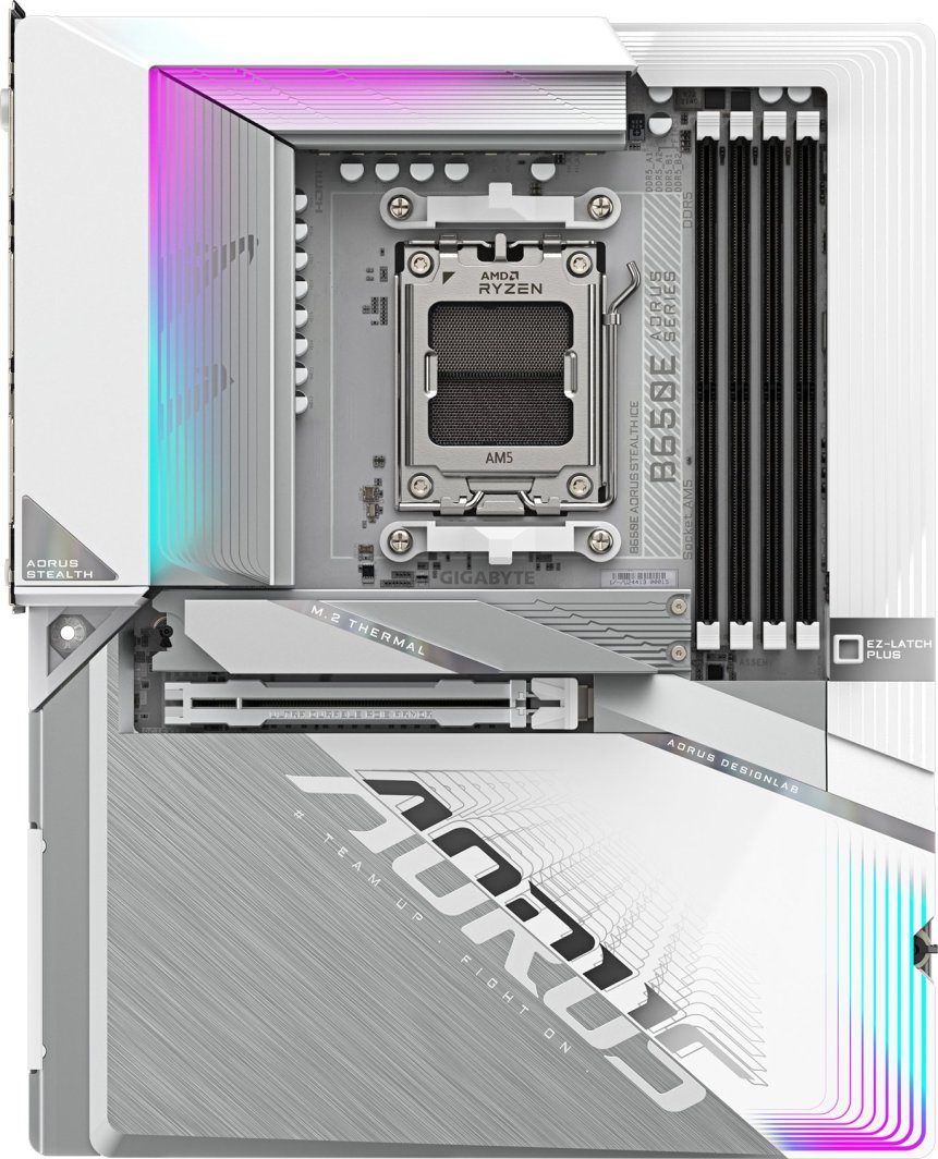 Матична плоча Gigabyte B650E AORUS STEALTH ICE, ATX, DDR5, AMD EXPO, Wi-Fi 7, бела