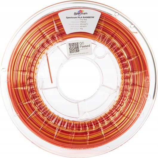 Filament 3D Spectrum 81017, PLA Silk Rainbow 1.75mm, 1kg, Fire Red