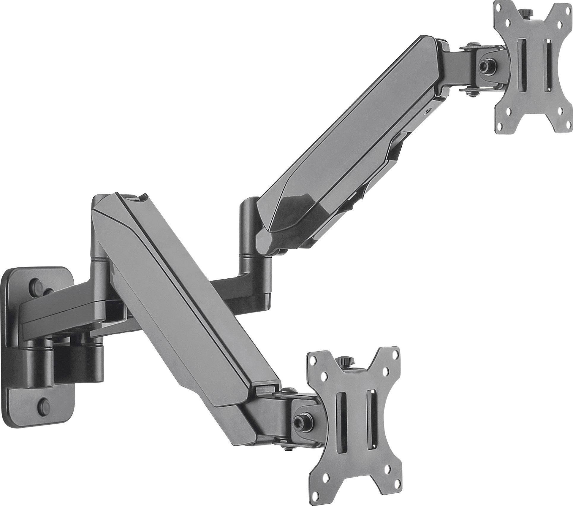 Mbajtës muri Manhattan 461627, për 2 monitorë 17"-32", krah rregullues, i zi
