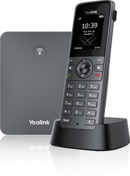 Telefon DECT IP Yealink W73P, sistem telefoni pa tela, për zyra, i zi