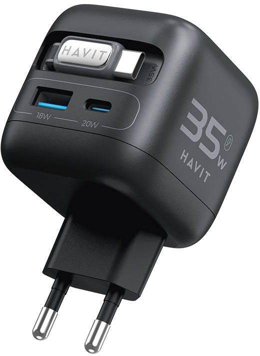 Полнач за ѕид Havit UC250 A EU, 35W, USB C, црн