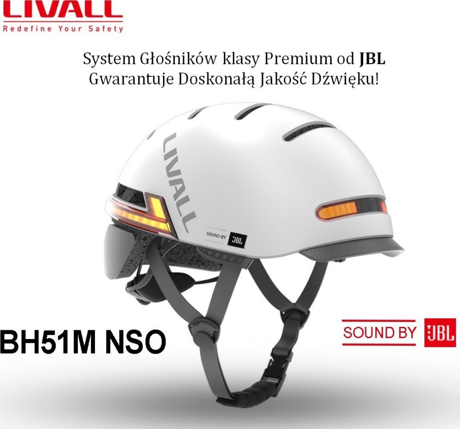 Helmetë urbane Livall BH51M NSO, Bluetooth JBL, LED, L, gri e çelët
