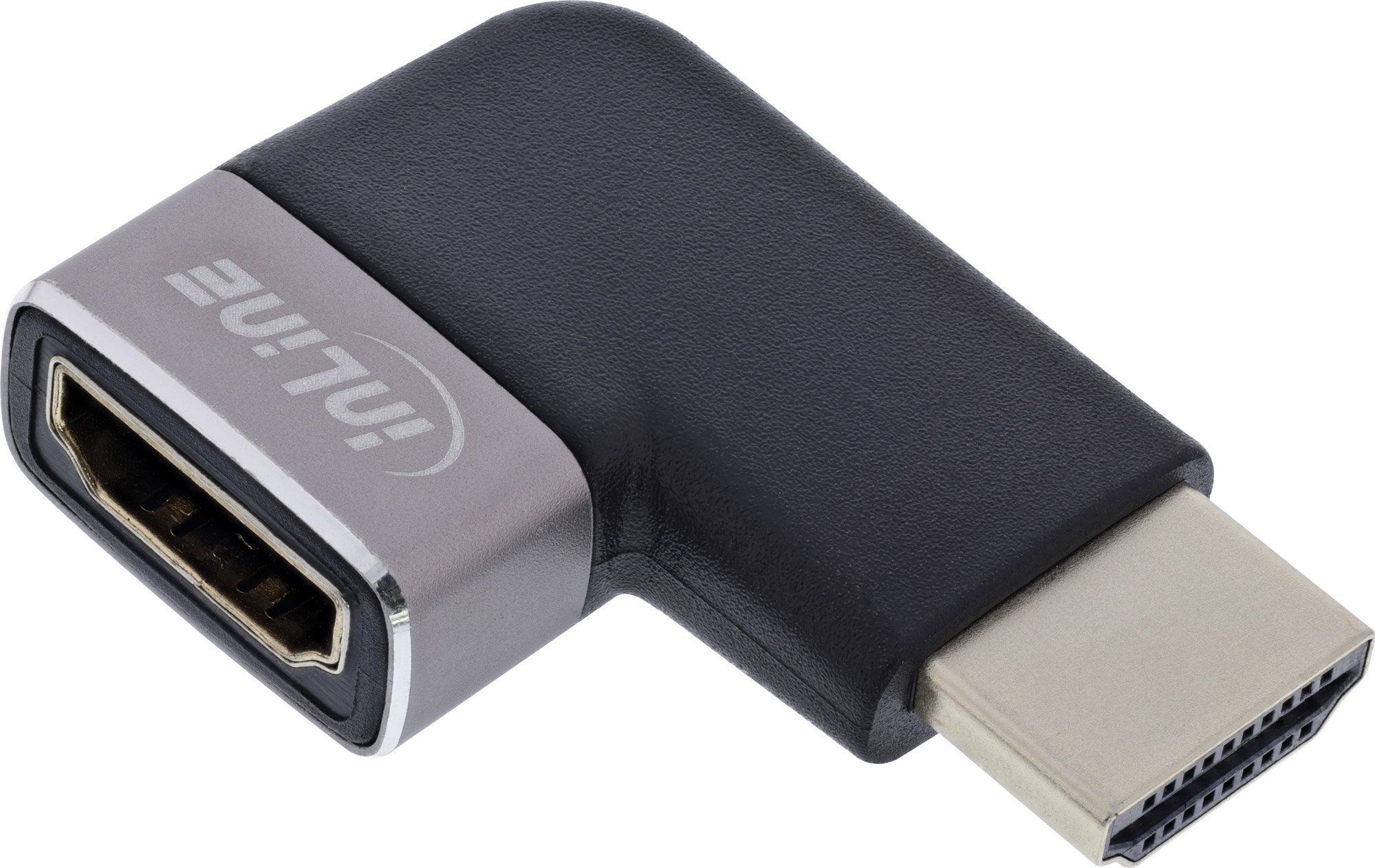 Adapter HDMI InLine, Type A prizë dhe fishë, kënd 90°, 8K UHD, i zi