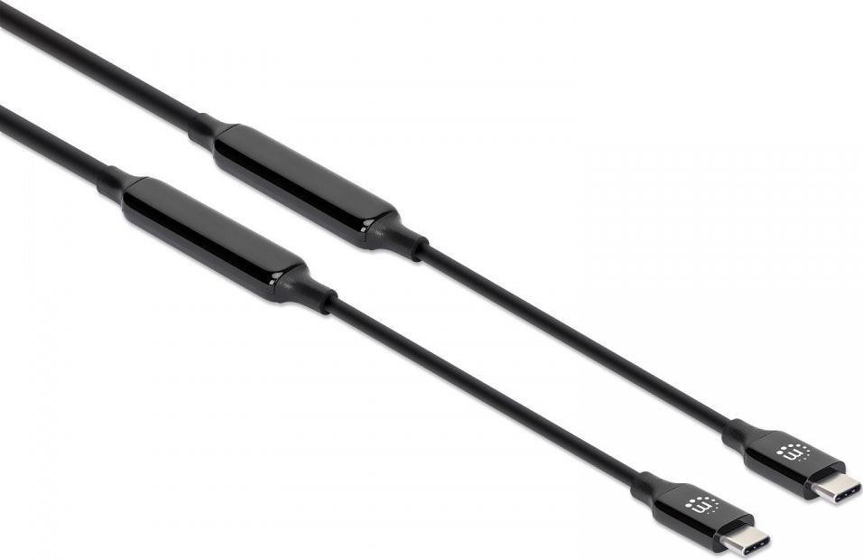 Kabllo USB C Manhattan, 3m, USB 3.2 Gen2 10Gbps, 3A Fast Charging, e zezë