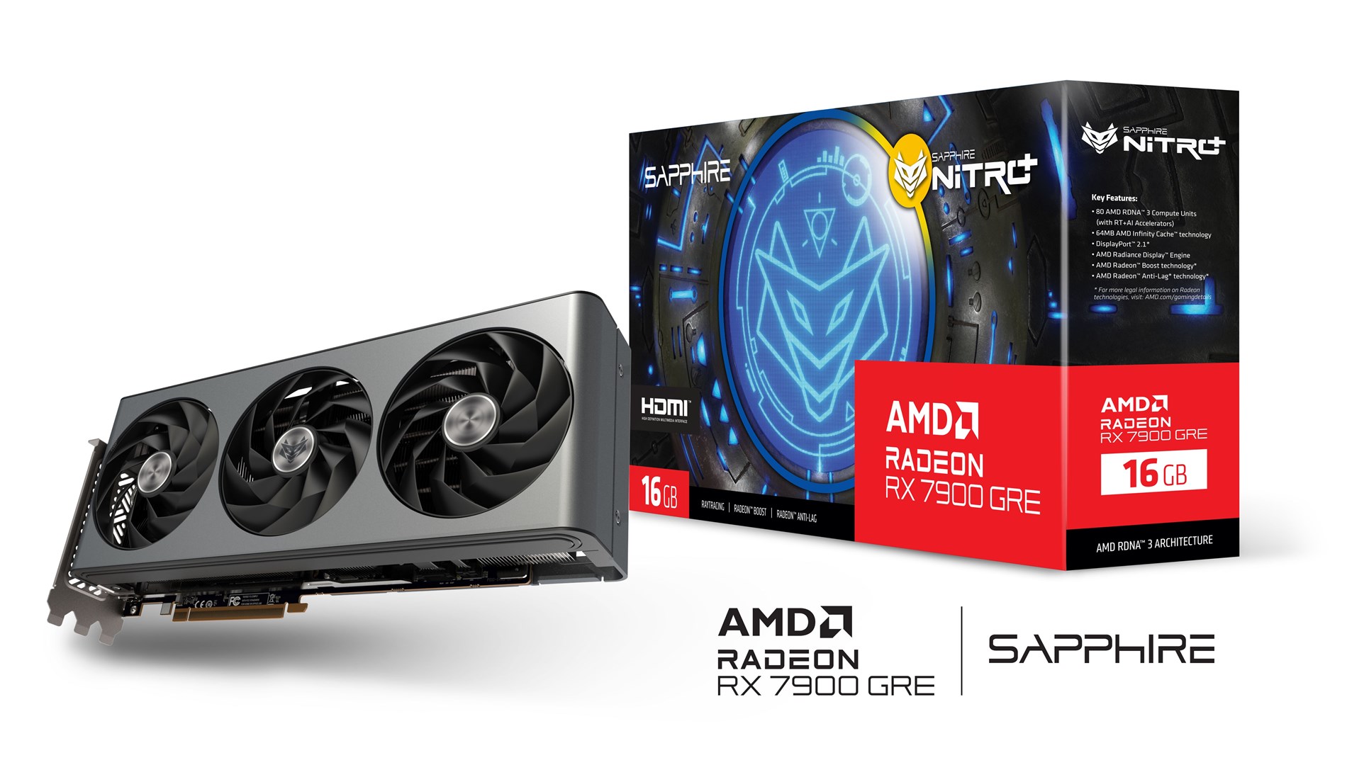 Kartë grafike Sapphire Nitro+ Gaming AMD Radeon RX 7900 GRE, OC, 16 GB GDDR6