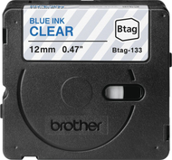 Shirit etiketues Brother BTAG-133, 12mm, 4m, blu mbi transparent
