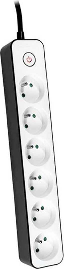 Kabllo vazhduese me mbrojtje Tracer Zebra / 6 priza/ 1.5m/ e zezë(TRALIS46259)