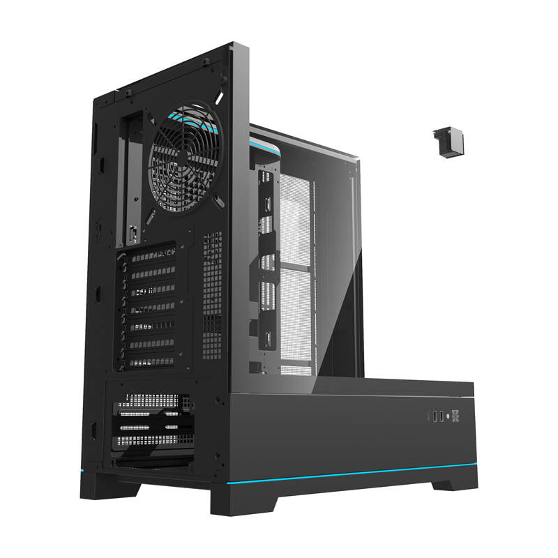 Kuti kompjuteri Darkflash DY450, xham i temperuar, pa ventilatorë, e zezë