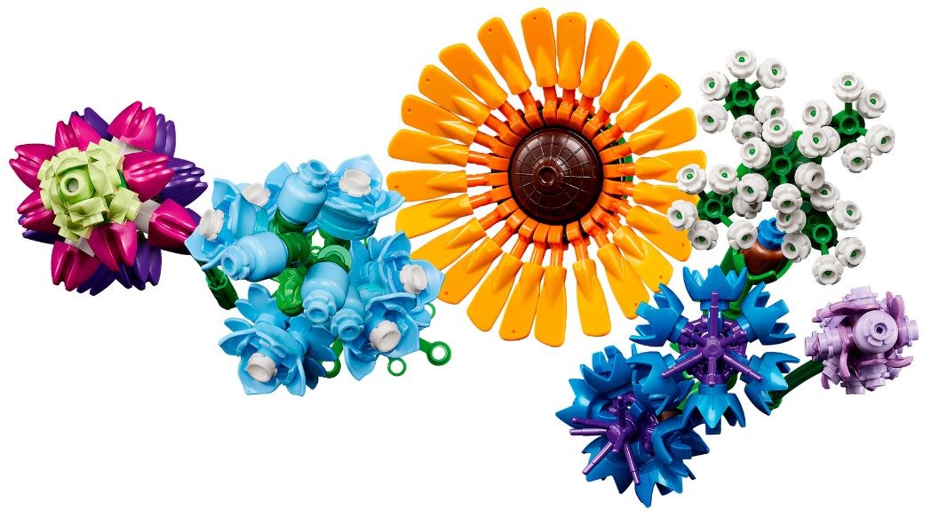 Set LEGO Icons Wild Flower Bouquet 10313, buqetë lulesh dekori, shumëngjyrëshe