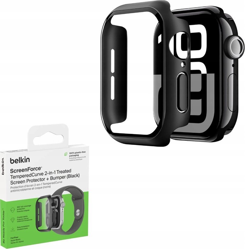 Mbrojtëse ekrani Belkin OWA002HQBK për Apple Watch Series 10, bumper hibrid, transparët