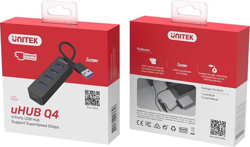 USB HUB Unitek H1117A, 4x USB A, 5 Gbps, i zi