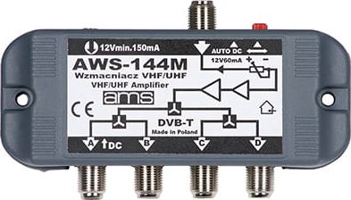 Amplifikator antene AMS AWS-144M, 4 dalje, filtër LTE, gri
