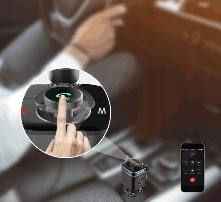 FM предавател за автомобил Feegar Q200 Pro, Bluetooth 5.0, полнење 42W QC PD, црн