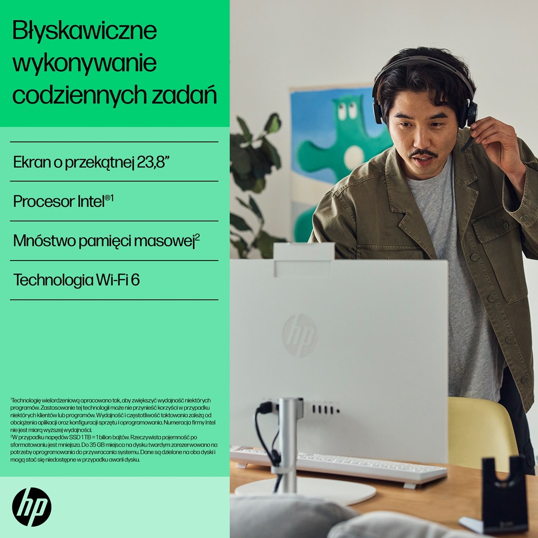 Kompjuter All-in-One HP 24-cr0015nw, i3-N300, 23.8" FHD, 8GB/256GB, i bardhë