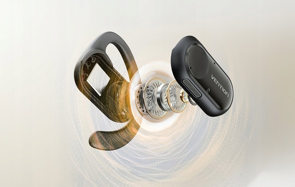 Kufje sportive Bluetooth Vention OpenBeat O11, open ear, me kuti karikimi, të zeza 3