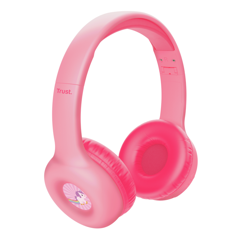 Kufje pa tela për fëmijë Trust NOUNA, Bluetooth, kufizim volum 85 dB, rozë