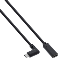 Kabllo zgjatëse USB InLine USB 3.2 Gen 2, Type C mashkull i kënduar në femër, 0.5m, e zezë