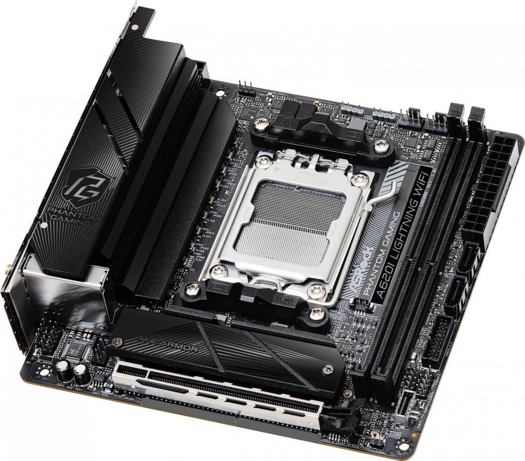 Pllakë amë ASRock A620I LIGHTNING WIFI, Wi-Fi 6E, 2.5 Gb/s LAN, RGB, e zezë